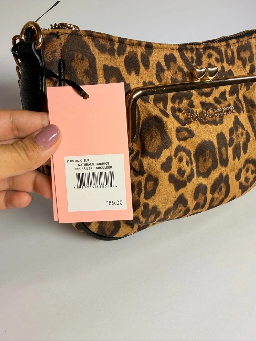 Juicy Couture Leopard-Print Shoulder Bag with Black Bow